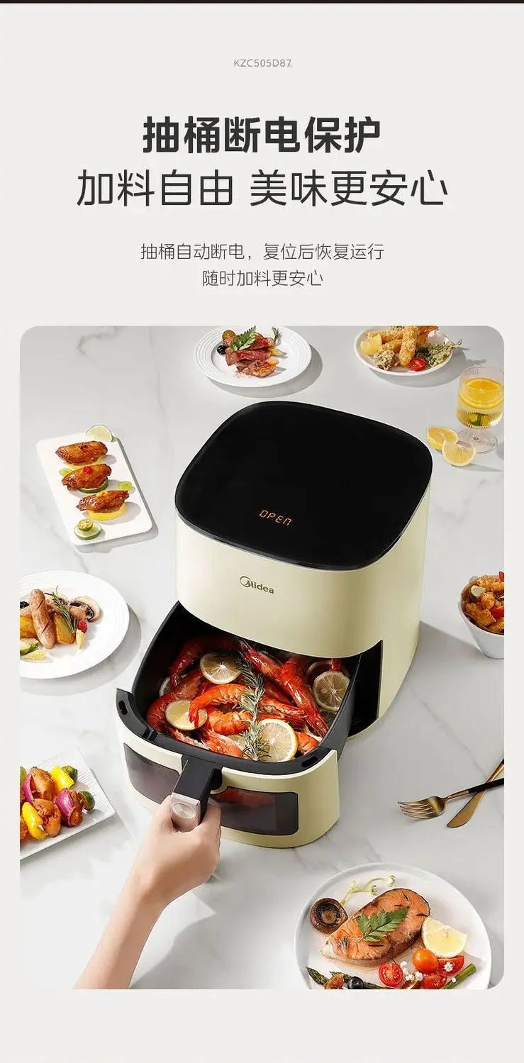 Midea air fryer household no-turn-over visual home large-capacity steam baking intelligent multi-functional electric oven