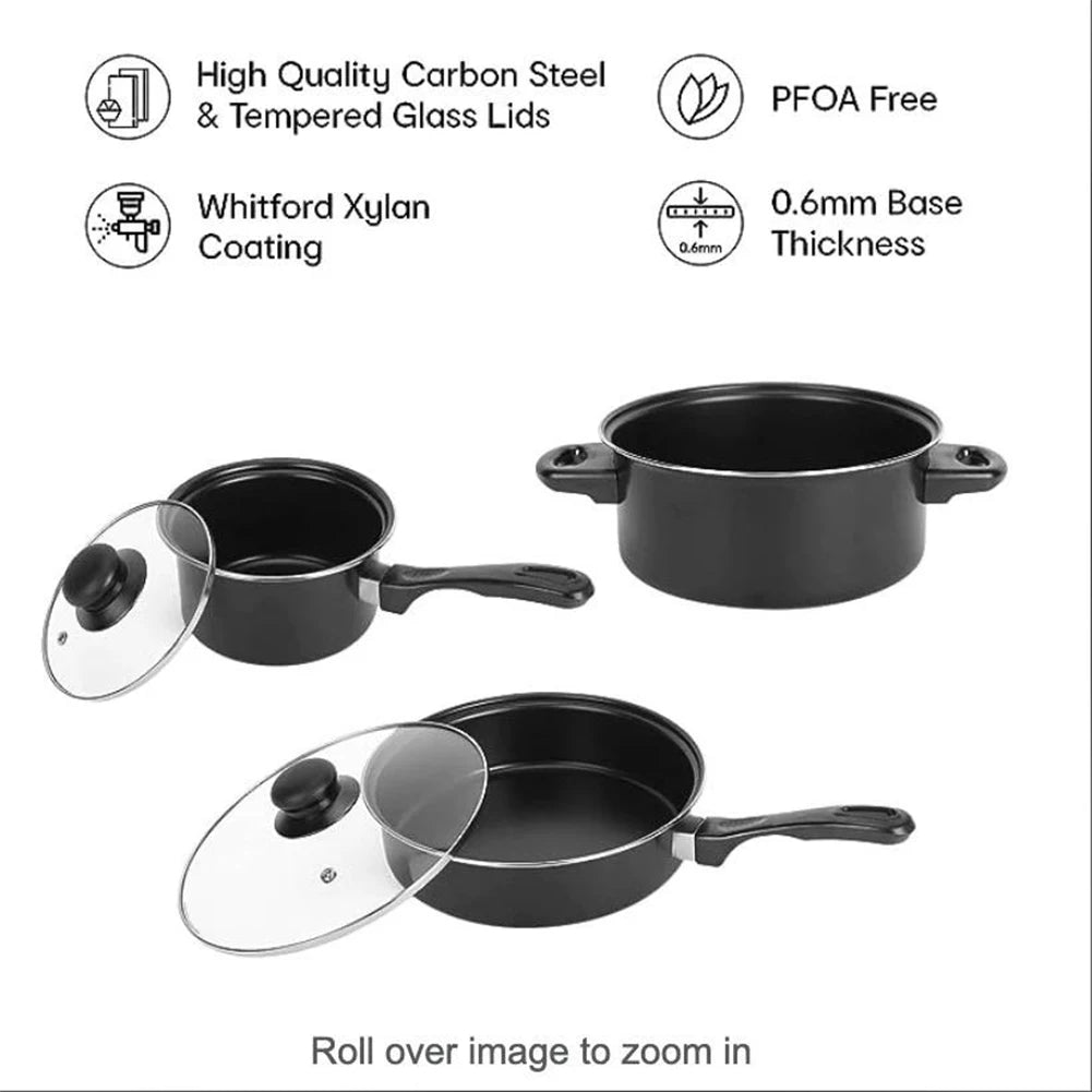 12-Piece Non-Stick Cookware Set Cooking Pot with Lid Milk Pot Maifan Stone Frying Pan Cooking Pot Set for All Hob