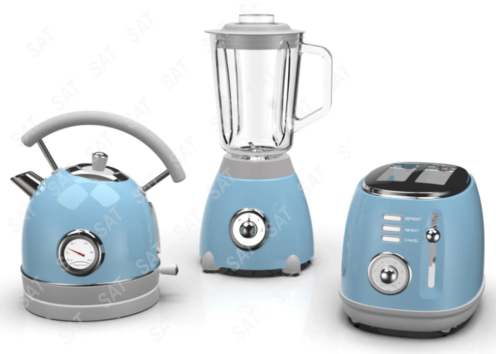 Ss Home Kitchen Appliances 2 Pieces Retro Fashion Smart Toaster Multifunctional Toaster and Kettle Breakfast Set