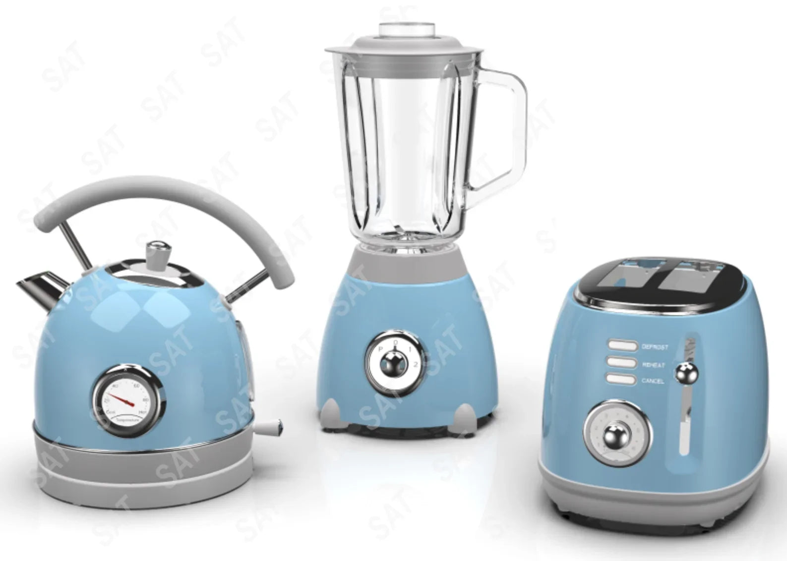 Ss Home Kitchen Appliances 2 Pieces Retro Fashion Smart Toaster Multifunctional Toaster and Kettle Breakfast Set