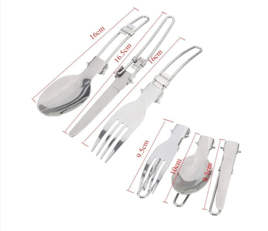 Camping Cookware Mess Kit Pot and Pan with Foldable Stainless Steel Cutlery Non-Stick Cooking Set for Traveling Hiking