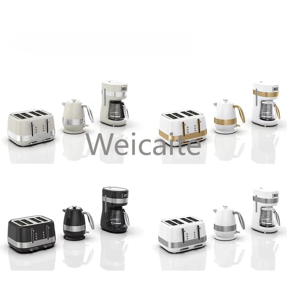 Vintage Toaster and Kettle Kitchenware Set Coffee Machine Stainless Steel Electric Kettle and Toaster Set