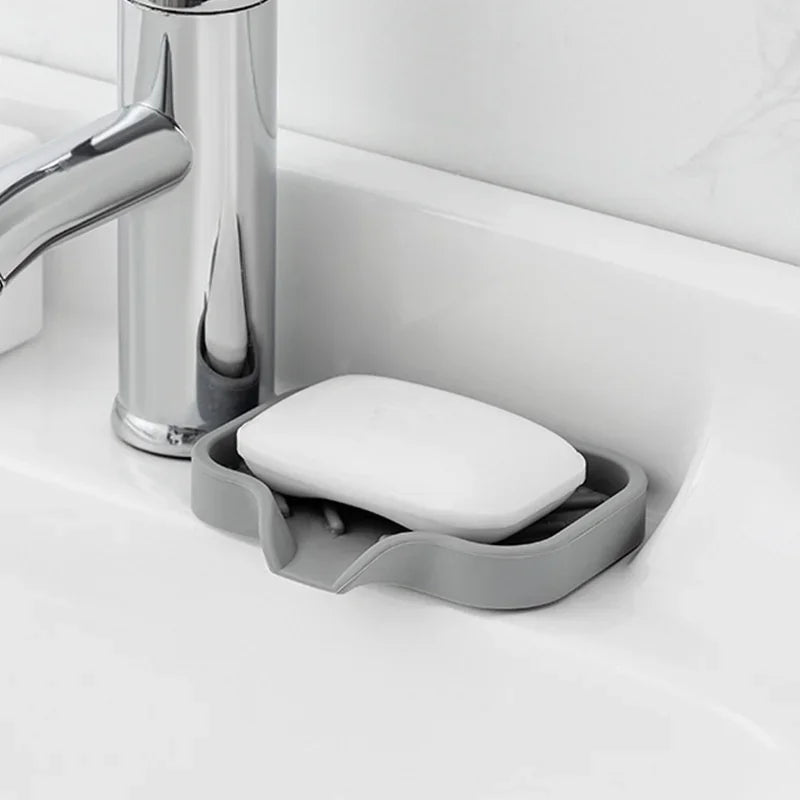 Multifunctional Silicone Sink Tray with Drain - Soap Holder, Sponge & Brush Organizer for Kitchen & Bathroom