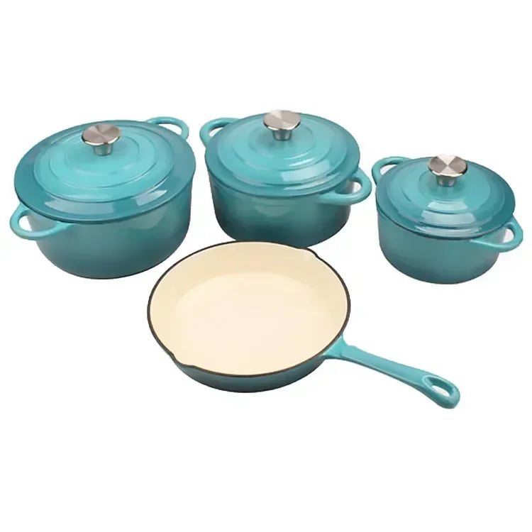 Custom Pot Sets Non Stick Frying Pan Cast Iron Cookware Set Enamel Coating Cooking Pots Iron Pan Casserole Kitchen Cookware