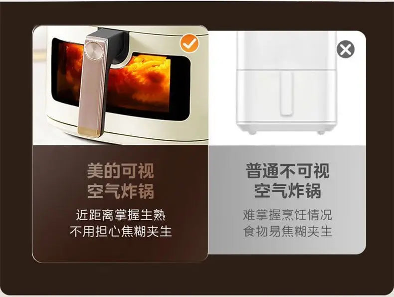 Midea air fryer household no-turn-over visual home large-capacity steam baking intelligent multi-functional electric oven