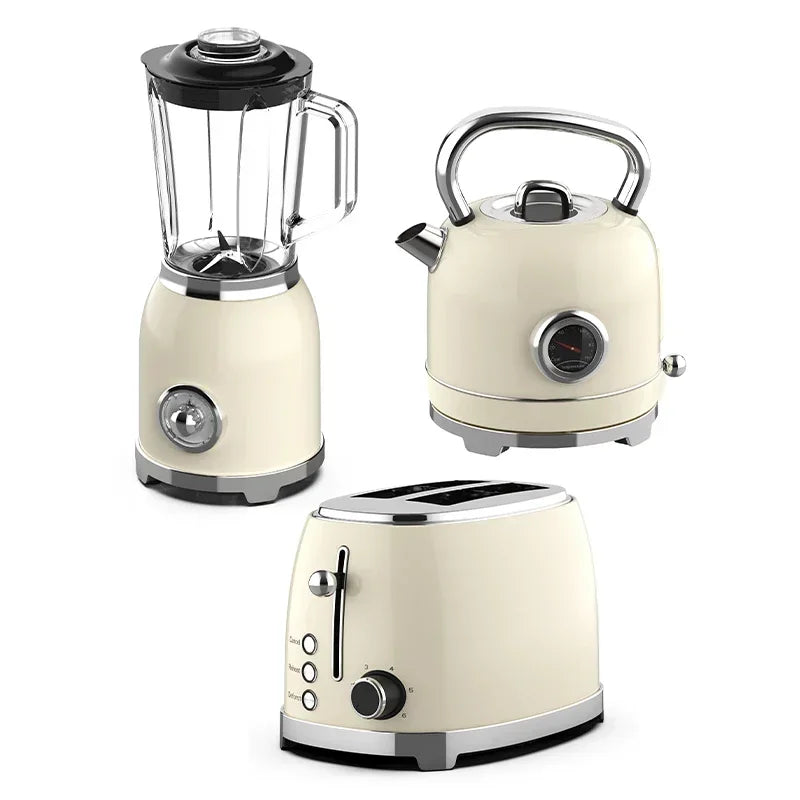 New Retro Breakfast Sets Home Appliance Stainless Steel Electric Kettle and Toaster Set
