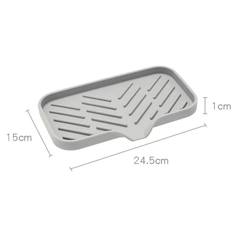 Multifunctional Silicone Sink Tray with Drain - Soap Holder, Sponge & Brush Organizer for Kitchen & Bathroom