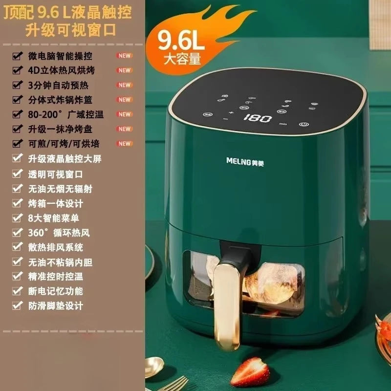 [new Model]electric Fryer Air Fryer Household No-flip Intelligent Non-stick Pan Visible Liner Fully Automatic Large Capacity