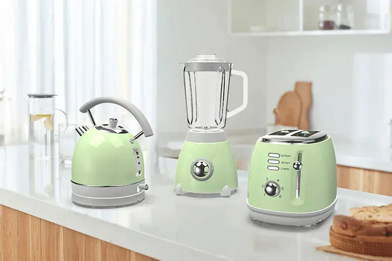 Ss Home Kitchen Appliances 2 Pieces Retro Fashion Smart Toaster Multifunctional Toaster and Kettle Breakfast Set