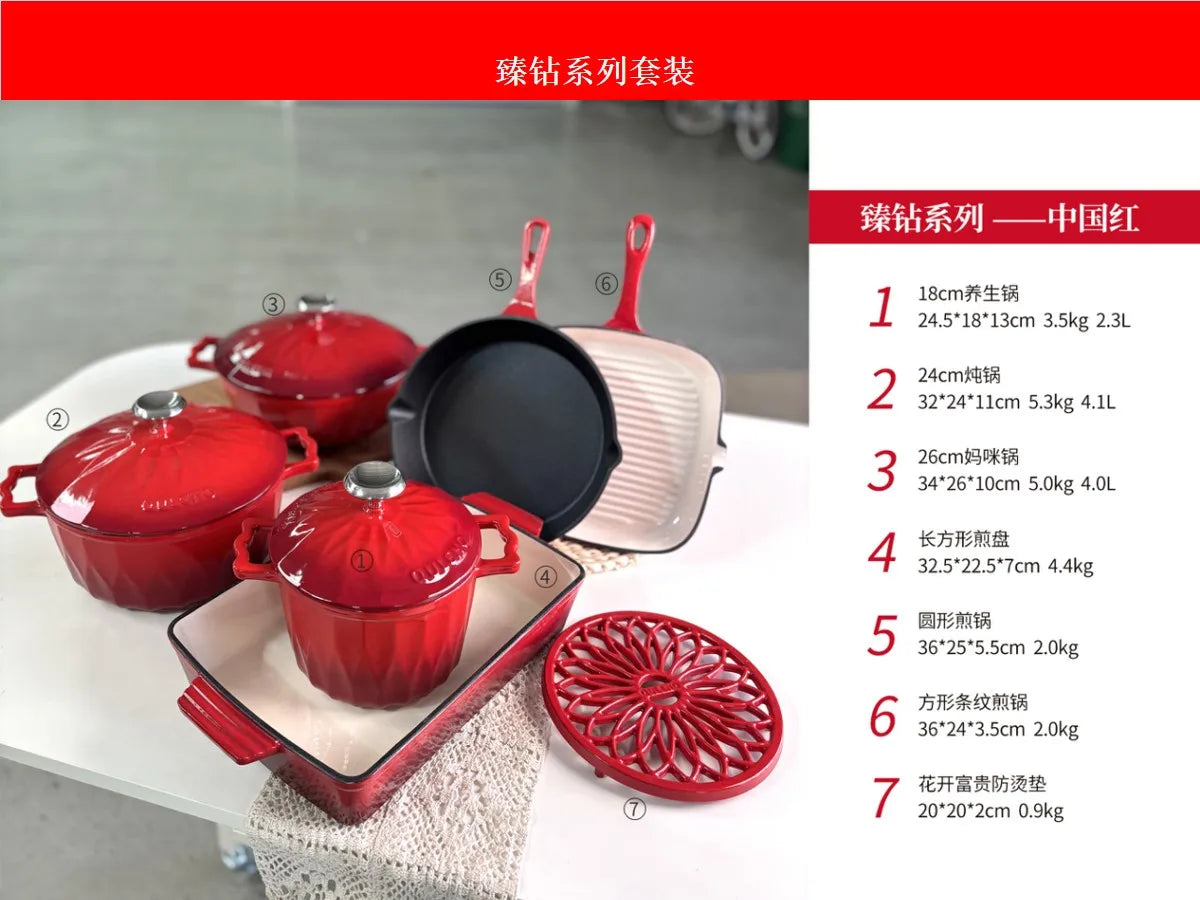 Enamel Pot Set  Enameled Cast Iron Casserole