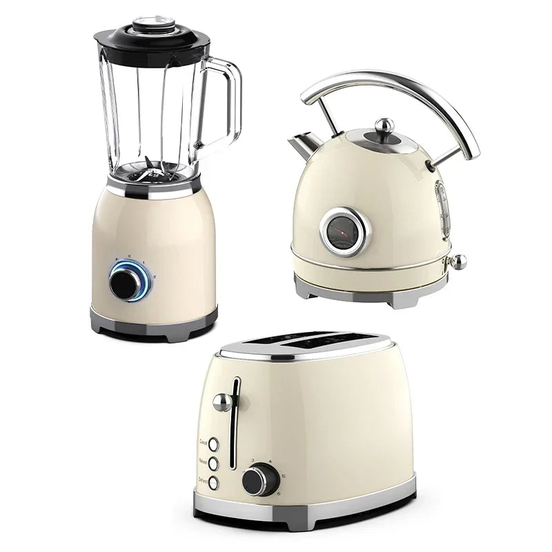 New Retro Breakfast Sets Home Appliance Stainless Steel Electric Kettle and Toaster Set