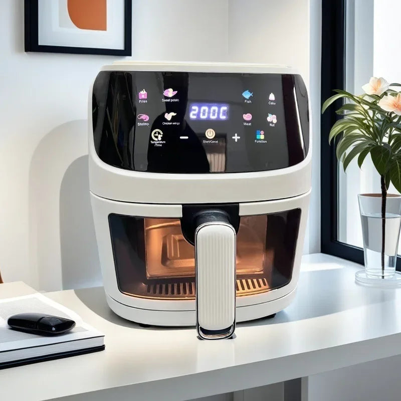 8LAirfryer Large-capacity Smart Touch Oven Visual Multi-function Air Electric Fryer Air Fryer French Fries Machine