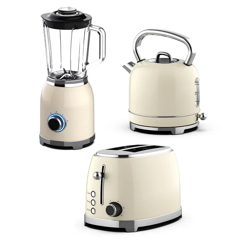 New Retro Breakfast Sets Home Appliance Stainless Steel Electric Kettle and Toaster Set