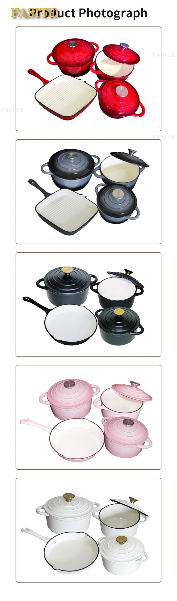 Custom Pot Sets Non Stick Frying Pan Cast Iron Cookware Set Enamel Coating Cooking Pots Iron Pan Casserole Kitchen Cookware