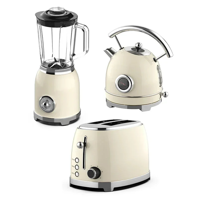 New Retro Breakfast Sets Home Appliance Stainless Steel Electric Kettle and Toaster Set