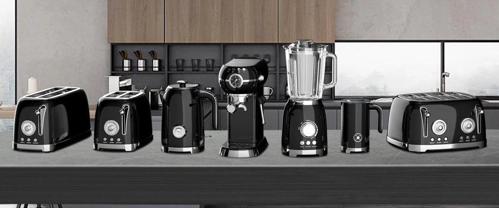 Coffee machine home appliance set retro toaster stainless steel electric coffee machine and toaster set