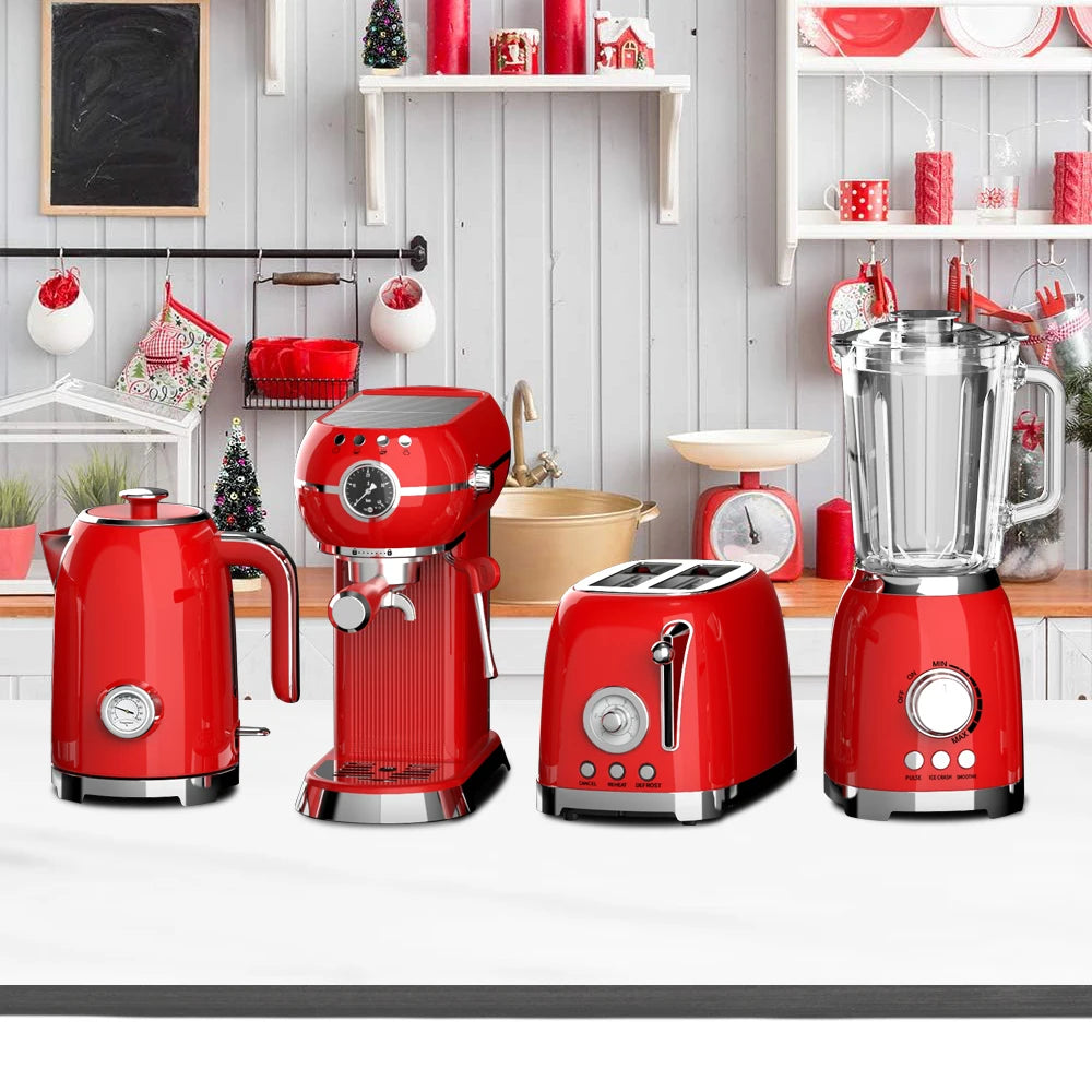 Coffee machine home appliance set retro toaster stainless steel electric coffee machine and toaster set