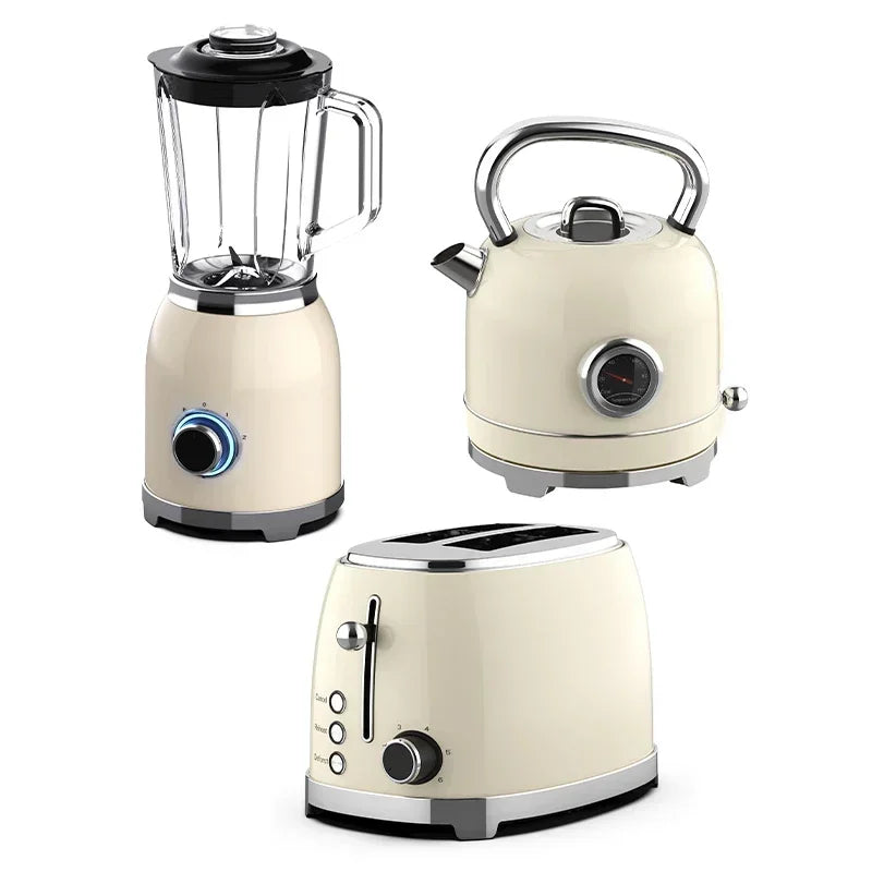 New Retro Breakfast Sets Home Appliance Stainless Steel Electric Kettle and Toaster Set