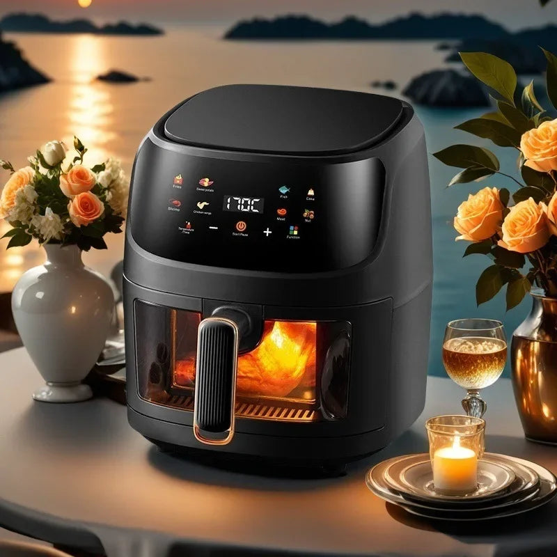 8LAirfryer Large-capacity Smart Touch Oven Visual Multi-function Air Electric Fryer Air Fryer French Fries Machine