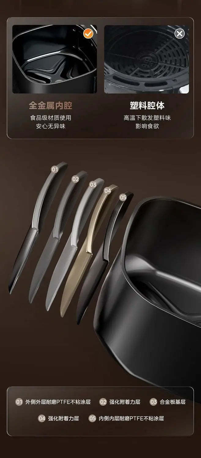 Midea air fryer household no-turn-over visual home large-capacity steam baking intelligent multi-functional electric oven