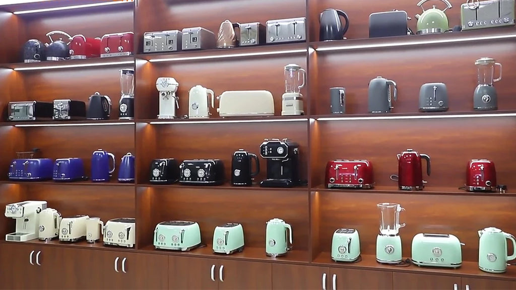 Coffee machine home appliance set retro toaster stainless steel electric coffee machine and toaster set