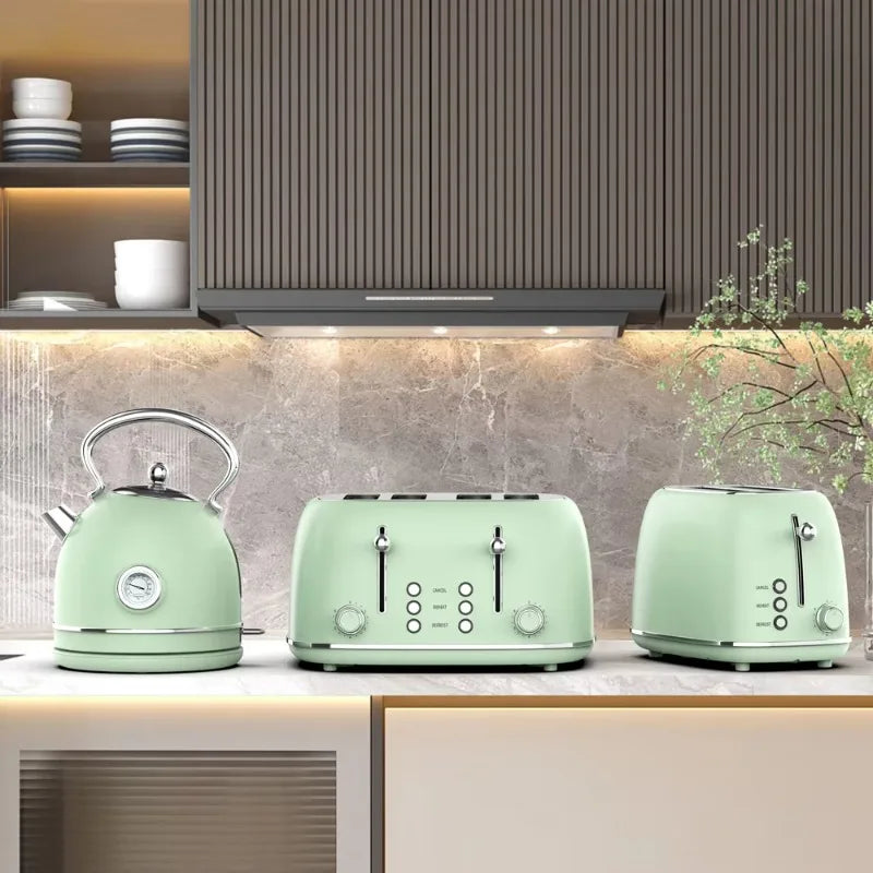 Kettle Electric Appliance Set Vintage Toaster Stainless Steel Electric Kettle and Toaster Set