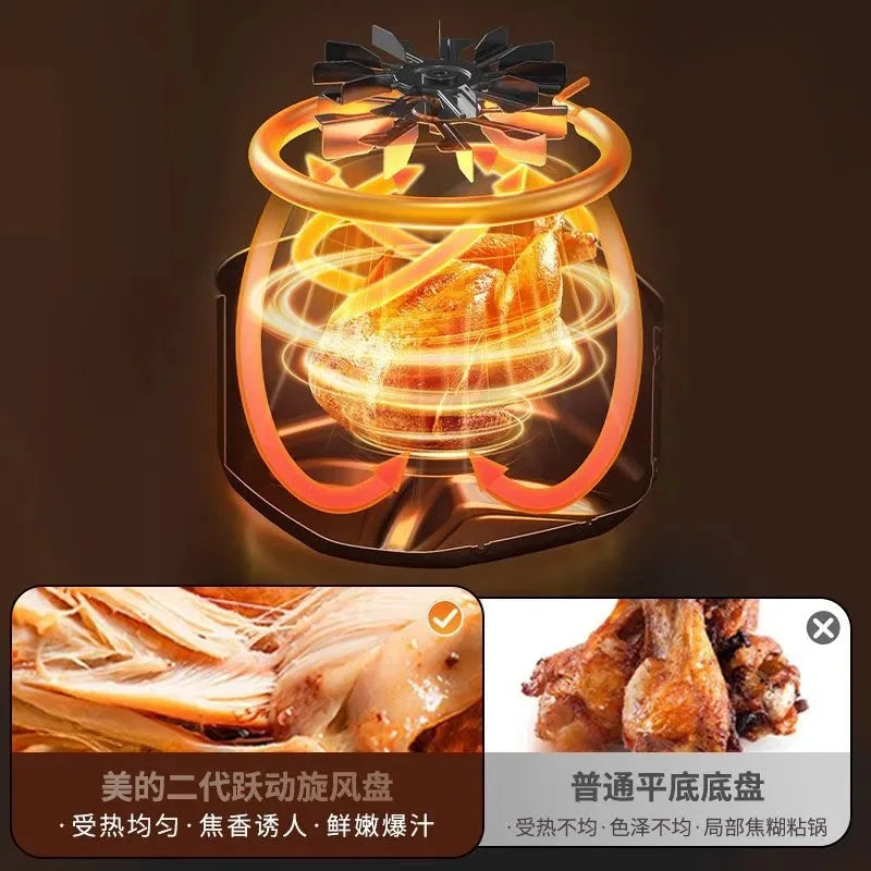 Midea air fryer household no-turn-over visual home large-capacity steam baking intelligent multi-functional electric oven