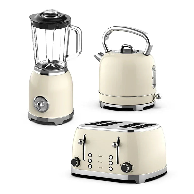 New Retro Breakfast Sets Home Appliance Stainless Steel Electric Kettle and Toaster Set