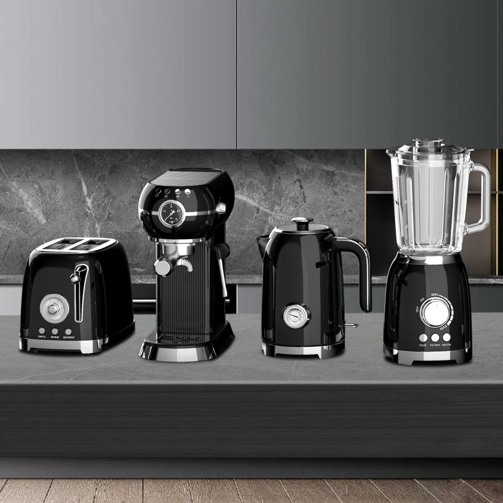 Coffee machine home appliance set retro toaster stainless steel electric coffee machine and toaster set