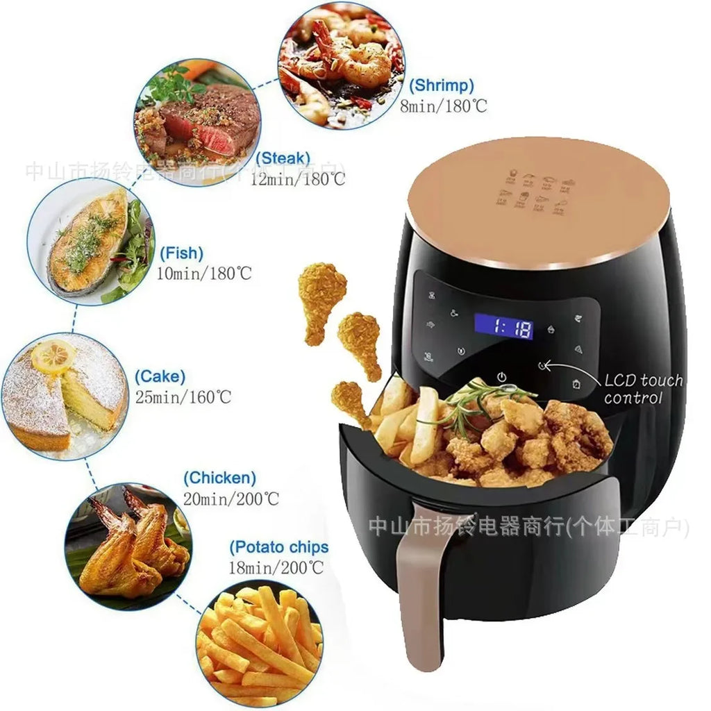 8LAirfryer Large-capacity Smart Touch Oven Visual Multi-function Air Electric Fryer Air Fryer French Fries Machine