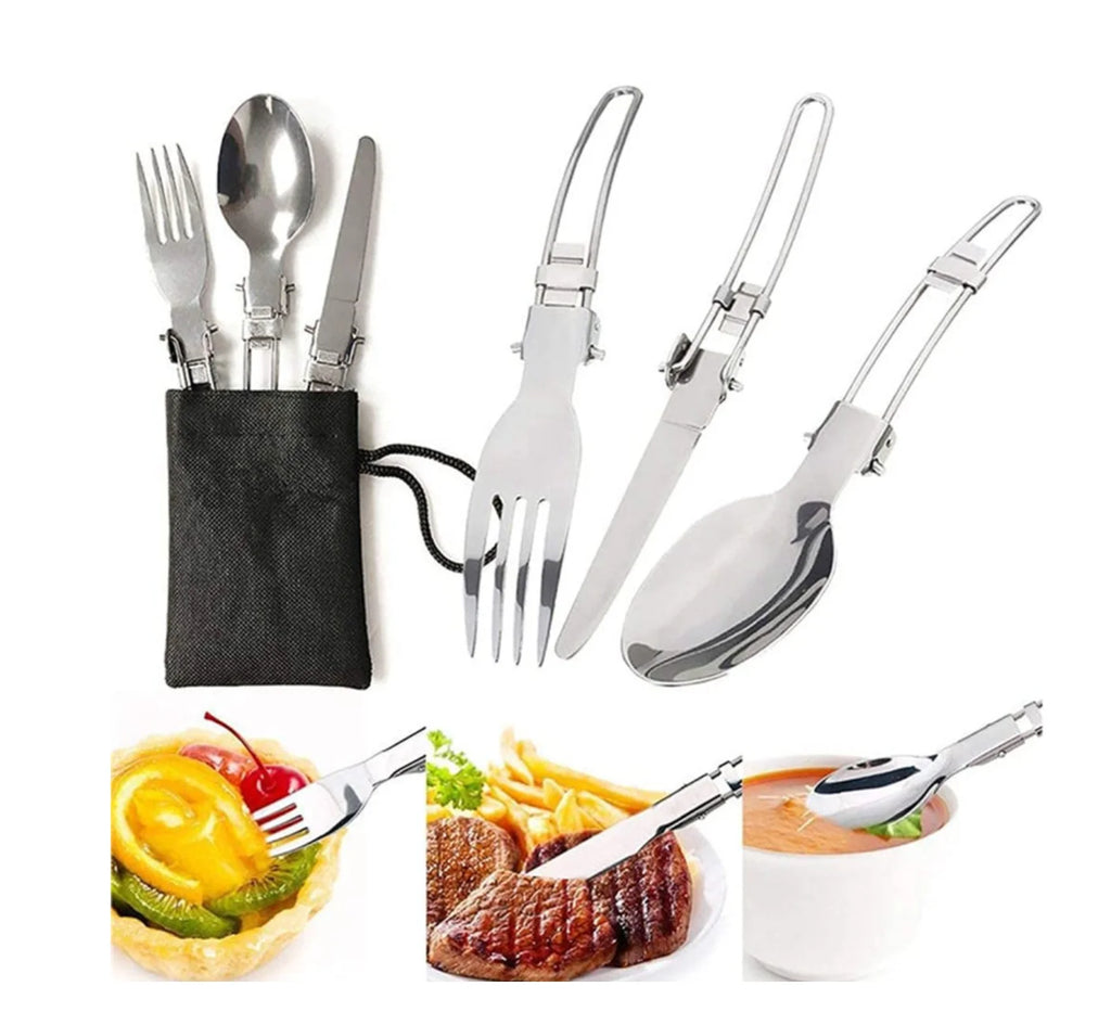 Camping Cookware Mess Kit Pot and Pan with Foldable Stainless Steel Cutlery Non-Stick Cooking Set for Traveling Hiking