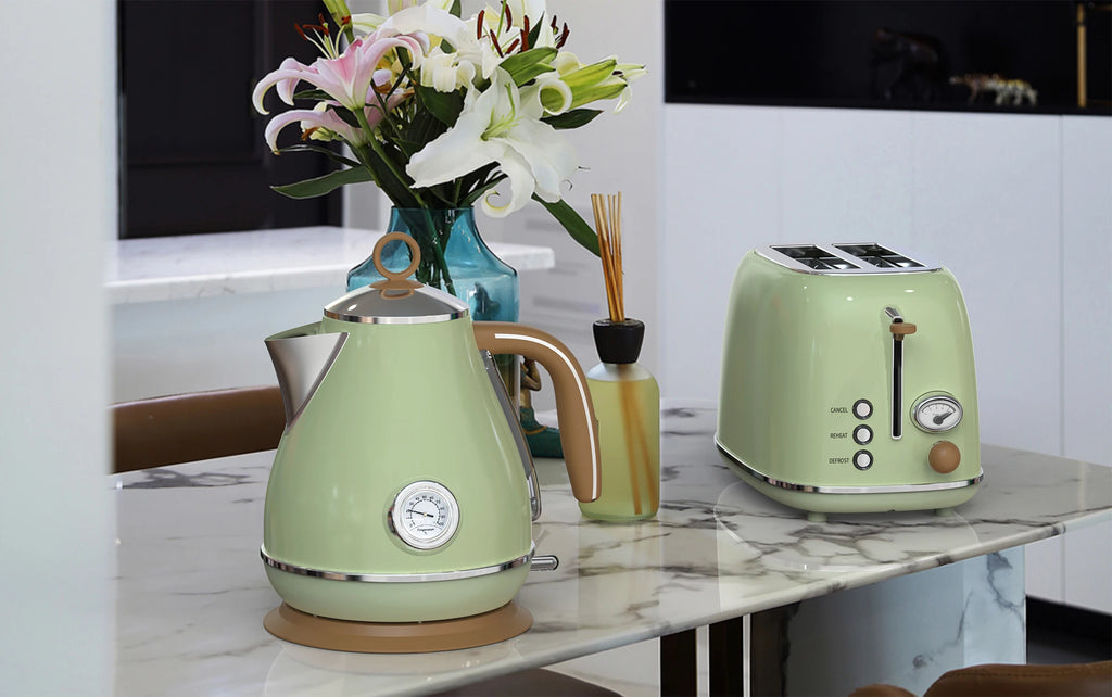 Coffee machine home appliance set retro toaster stainless steel electric coffee machine and toaster set