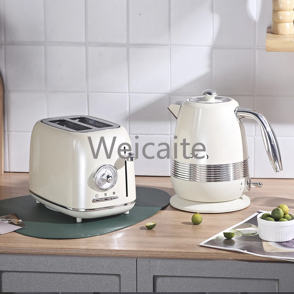 Vintage Toaster and Kettle Kitchenware Set Coffee Machine Stainless Steel Electric Kettle and Toaster Set