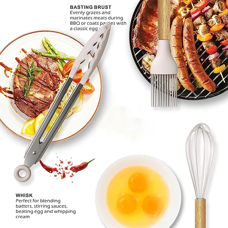 36pcs silicone utensil cooking set with holder