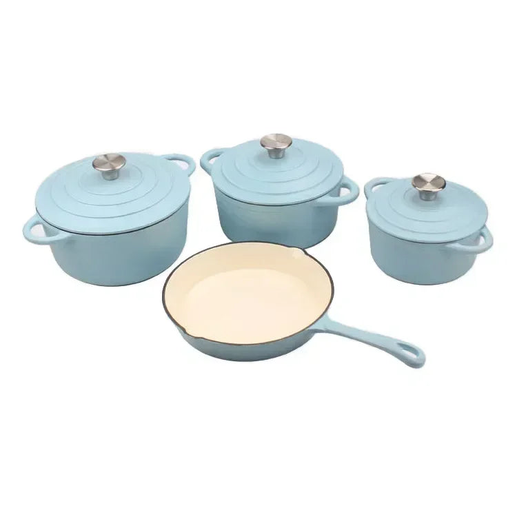 Custom Pot Sets Non Stick Frying Pan Cast Iron Cookware Set Enamel Coating Cooking Pots Iron Pan Casserole Kitchen Cookware