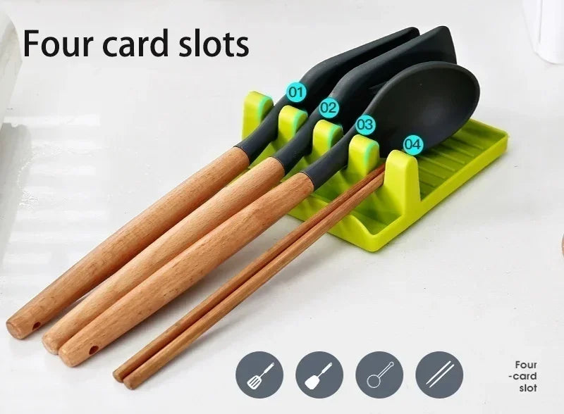Kitchen Spatula Rack Pot Lid Rack Shelves Countertop Shovel Spoon Shelf Soup Spoon Pad Put Soup Spoon Chopsticks Holder
