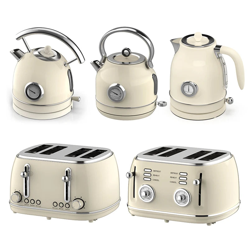 Trendy Retro Set Home Kitchen Electric Kettle Automatic Toaster