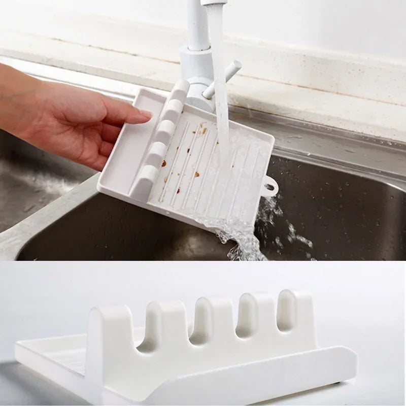 Kitchen Spatula Rack Pot Lid Rack Shelves Countertop Shovel Spoon Shelf Soup Spoon Pad Put Soup Spoon Chopsticks Holder