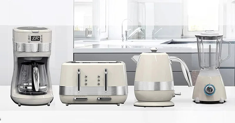 Vintage Toaster and Kettle Kitchenware Set Coffee Machine Stainless Steel Electric Kettle and Toaster Set