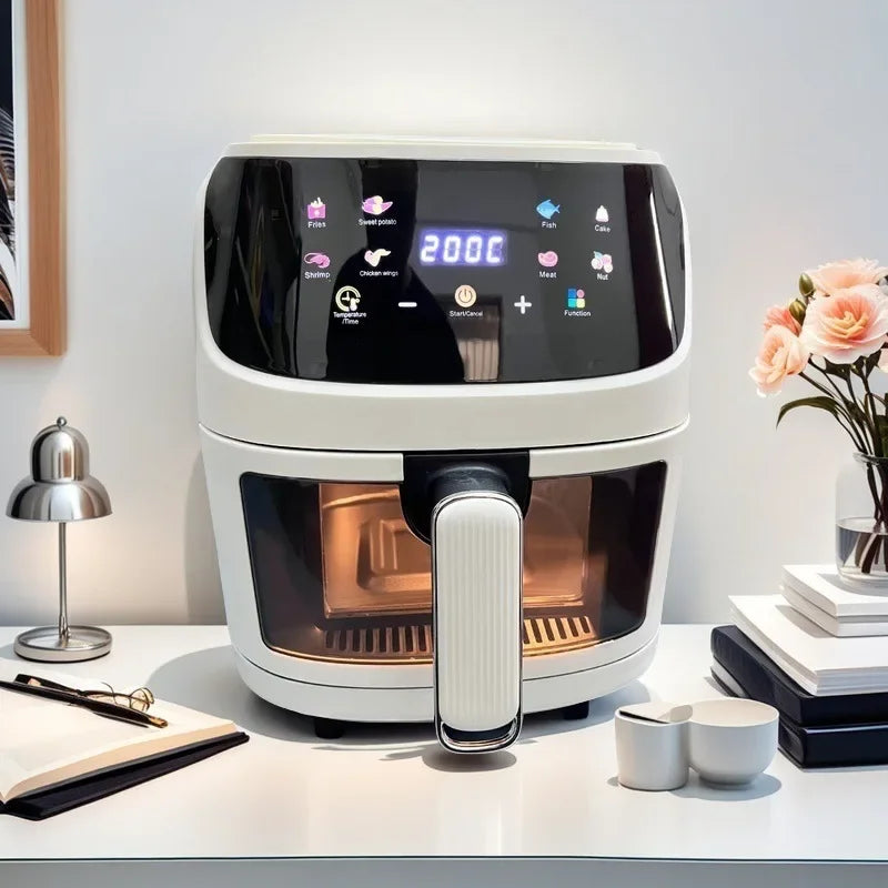 8LAirfryer Large-capacity Smart Touch Oven Visual Multi-function Air Electric Fryer Air Fryer French Fries Machine