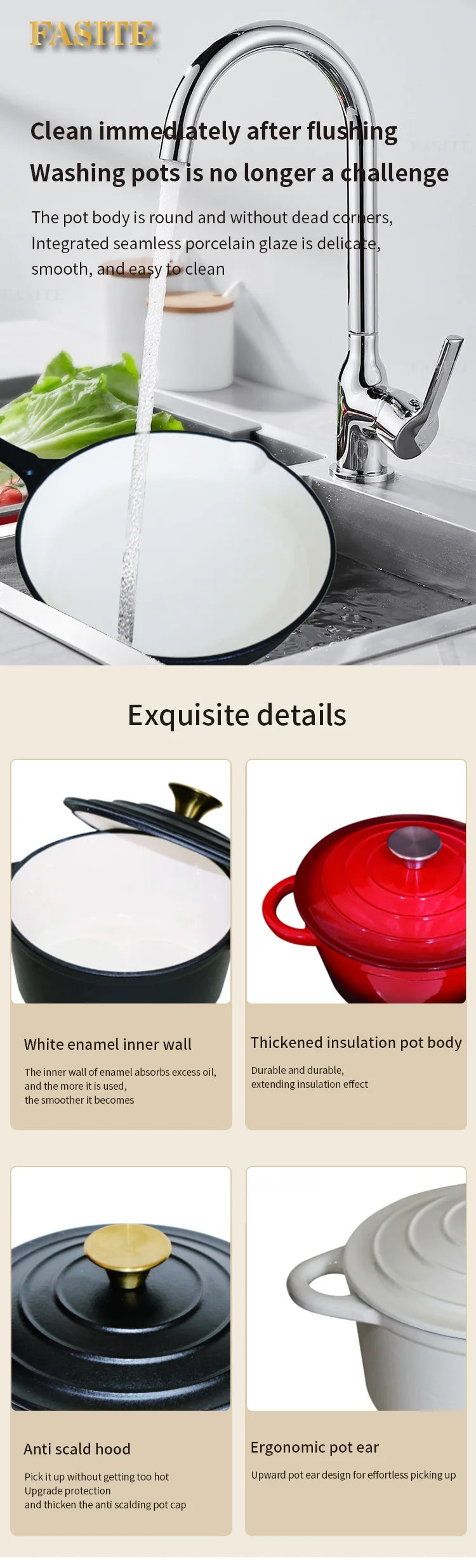 Custom Pot Sets Non Stick Frying Pan Cast Iron Cookware Set Enamel Coating Cooking Pots Iron Pan Casserole Kitchen Cookware