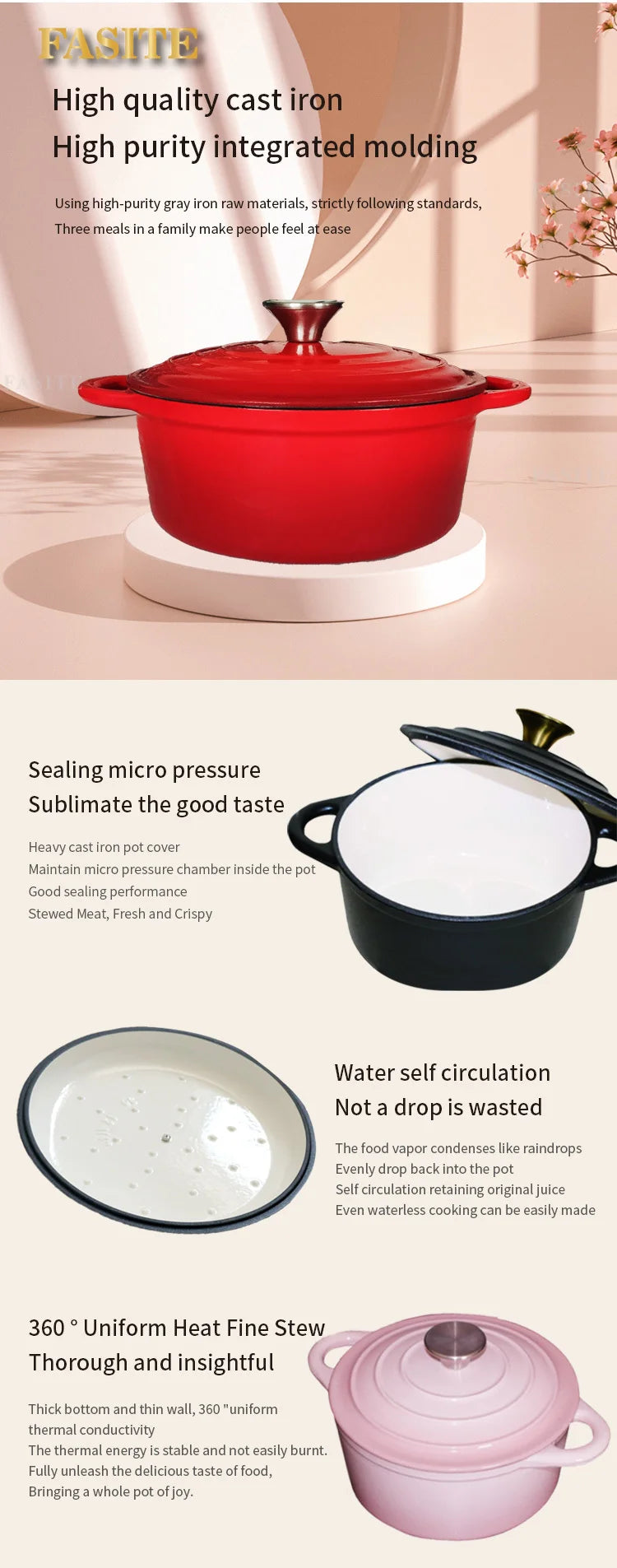 Custom Pot Sets Non Stick Frying Pan Cast Iron Cookware Set Enamel Coating Cooking Pots Iron Pan Casserole Kitchen Cookware