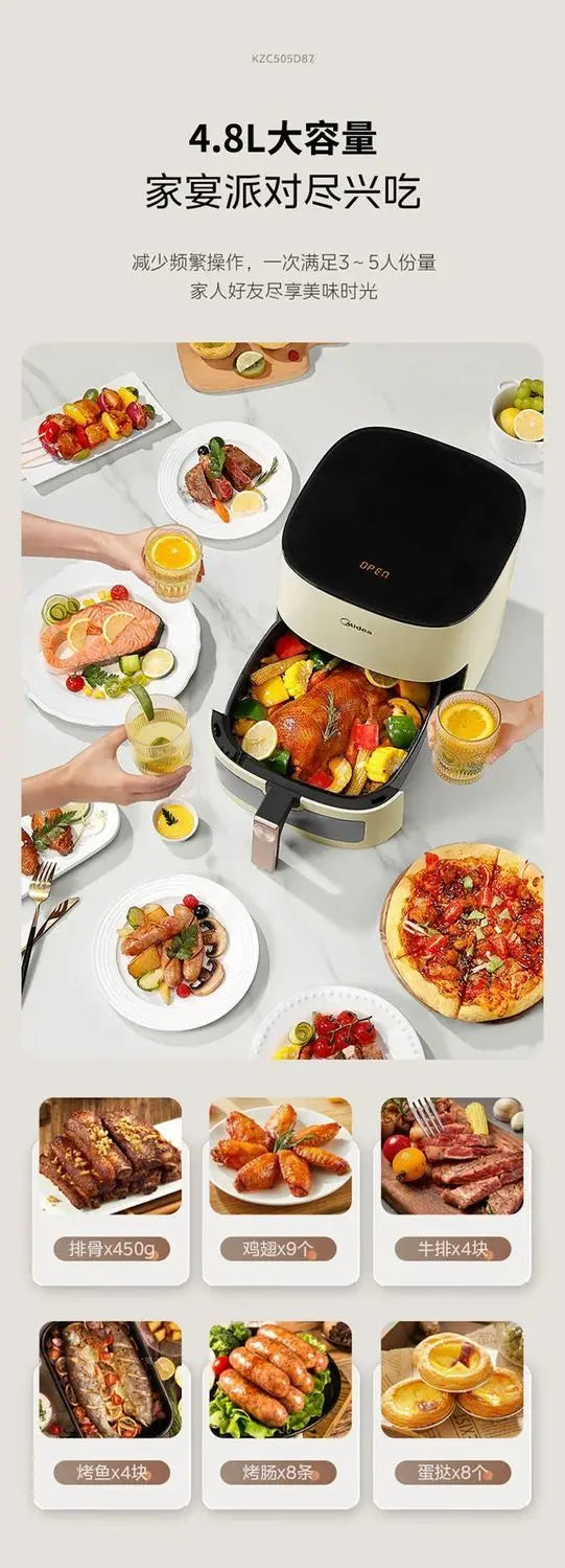 Midea air fryer household no-turn-over visual home large-capacity steam baking intelligent multi-functional electric oven