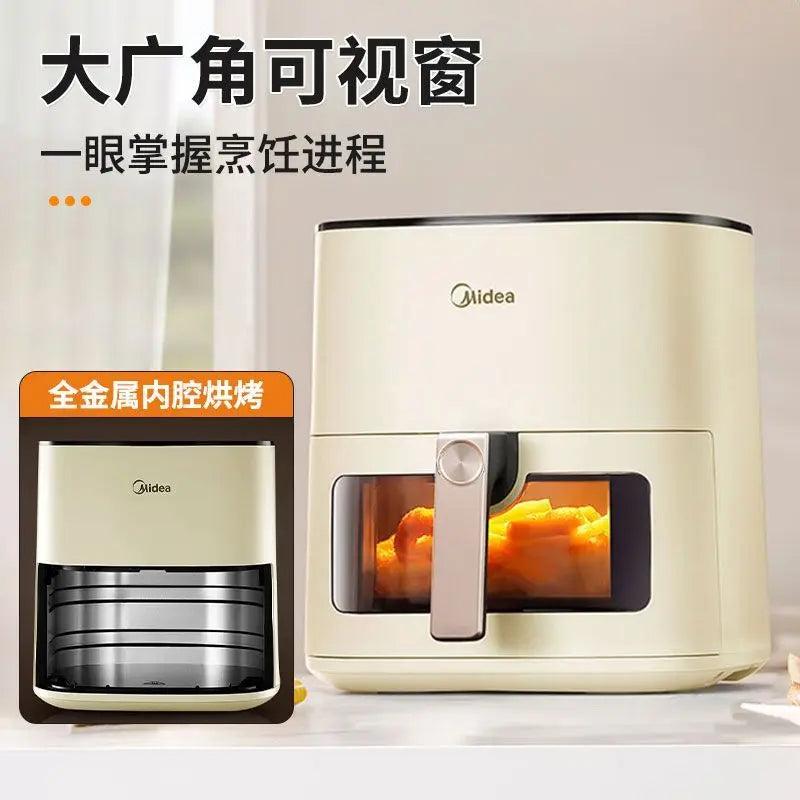 Midea air fryer household no-turn-over visual home large-capacity steam baking intelligent multi-functional electric oven