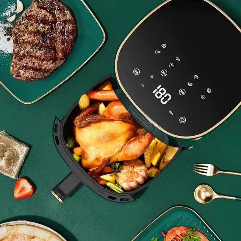 [new Model]electric Fryer Air Fryer Household No-flip Intelligent Non-stick Pan Visible Liner Fully Automatic Large Capacity