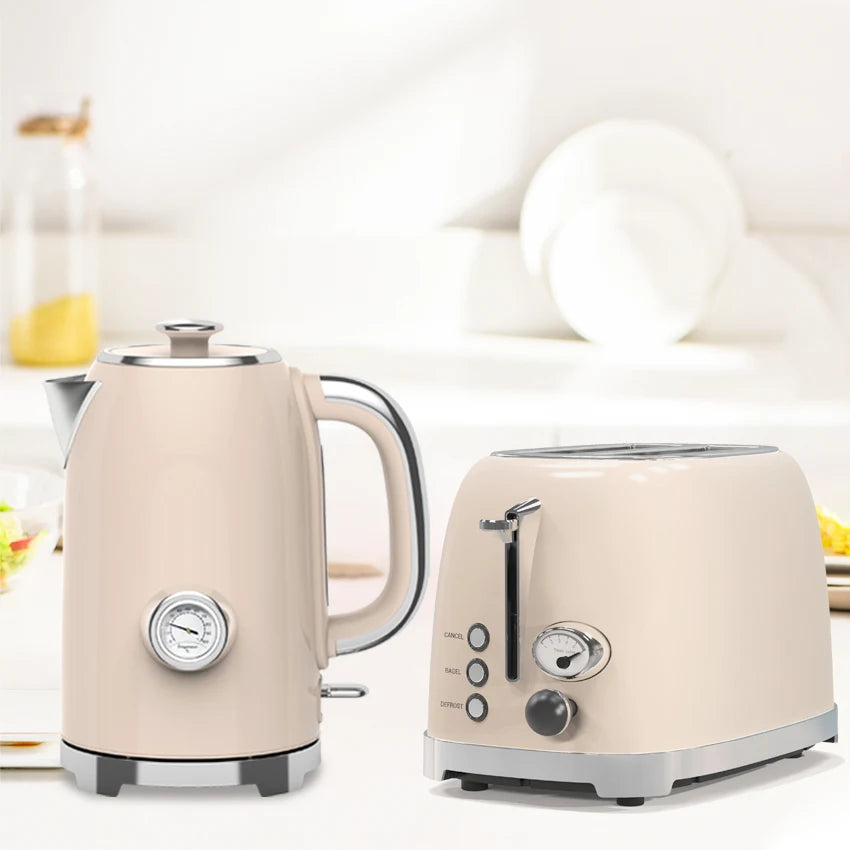 Coffee machine home appliance set retro toaster stainless steel electric coffee machine and toaster set